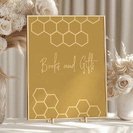 Póster Rótulo de libros y regalos de Baby Shower beige de