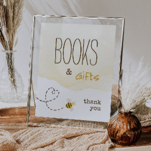 Póster Rótulo de libros y regalos de Baby Shower Bumble B