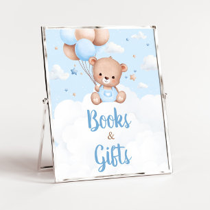 Póster Rótulo de libros y regalos de Baby Shower de Blue