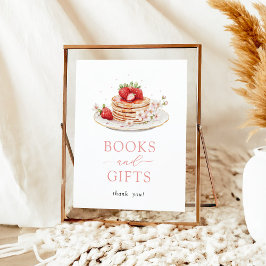 Póster Rótulo de libros y regalos de Baby Shower de Fresa