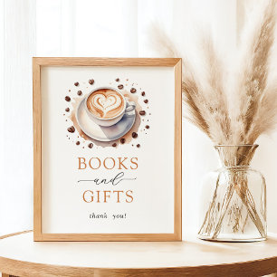 Póster Rótulo de libros y regalos de Baby Shower para caf