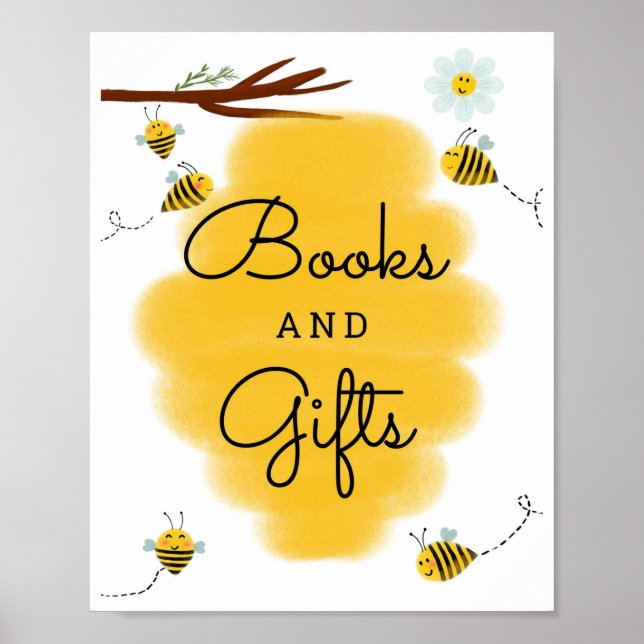 Póster Rótulo de libros y regalos de Baby Shower sobre el (Frente)