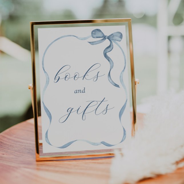 Póster Rótulo de libros y regalos de Blue Bow y Ribbon (Subido por el creador)