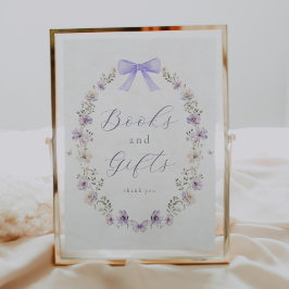 Póster Rótulo de libros y regalos de flores silvestres mo