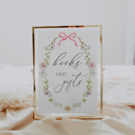 Póster Rótulo de libros y regalos de flores silvestres y