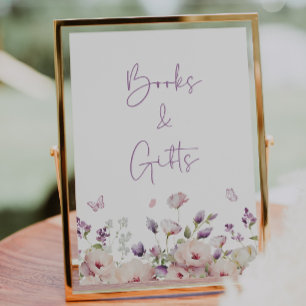 Póster Rótulo de Libros y Regalos de Mariposa Jardín