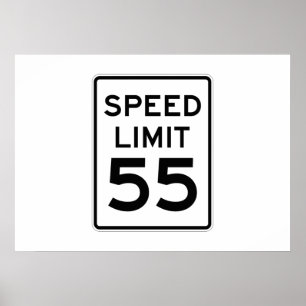 Póster Rótulo de límite de velocidad de 55 MPH