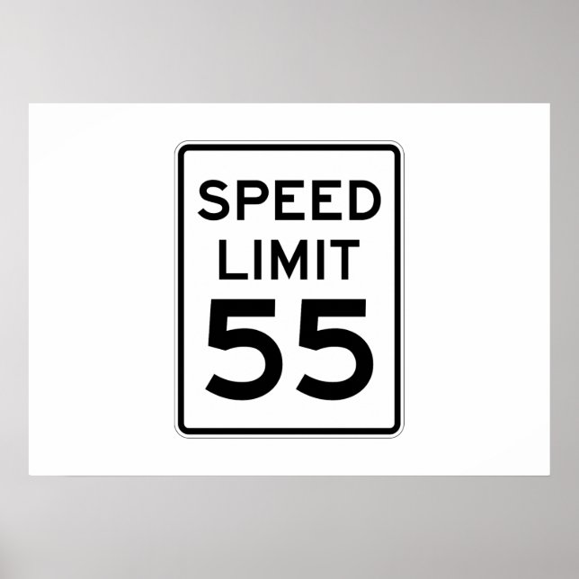 Póster Rótulo de límite de velocidad de 55 MPH (Frente)