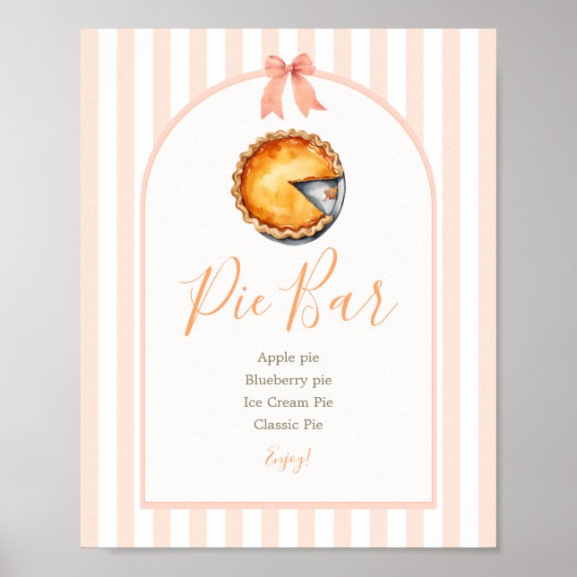 Póster Rótulo de Little Cutie Pie Naranja Gingham Pie Bar (Frente)