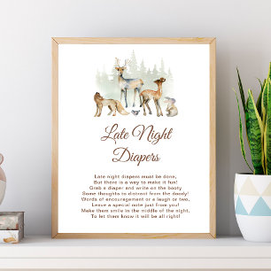 Póster Rótulo de los animadores Woodland Late Night Diape