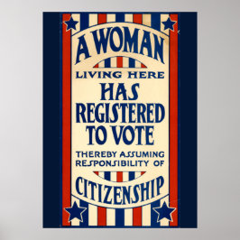 Póster Rótulo de los años 20: "Una mujer que vive aquí re