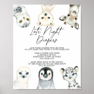 Póster Rótulo de los Artes de Animales Árticos Baby Showe