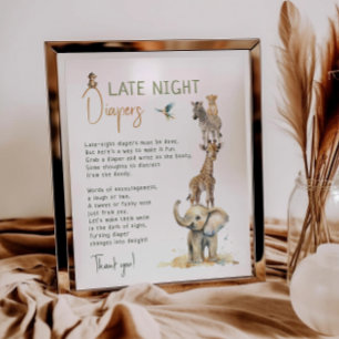 Póster Rótulo de los pañales nocturnos de la jungla Safar