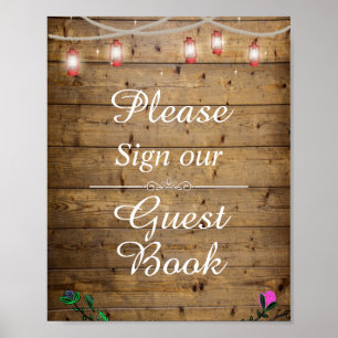 Póster Rótulo de luces rusticas en nuestro Poster de libr