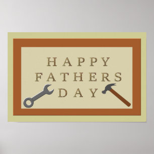 Póster Rótulo de madera del Día del Padres