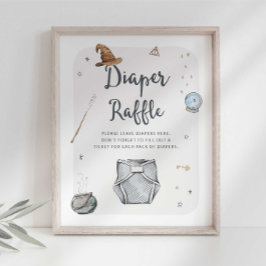 Póster Rótulo de Mago Diaper Raffle