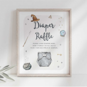 Póster Rótulo de Mago Diaper Raffle