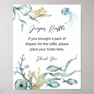 Póster Rótulo de manillar de agua Diaper Raffle