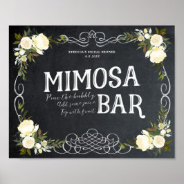 Póster Rótulo de marfil floral Mimosa Bar bbq boda etc