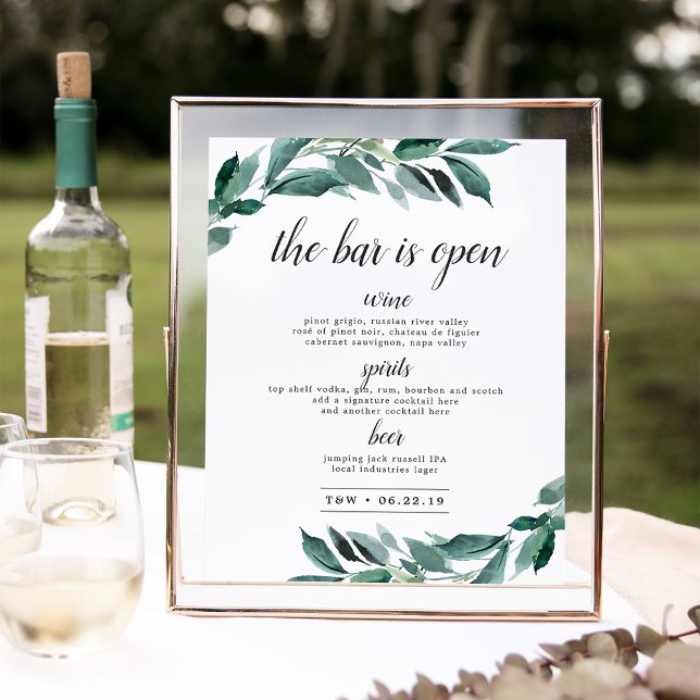 Póster Rótulo de menú Abundant Foliage Boda Bar (Subido por el creador)