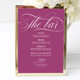 Póster Rótulo de menú Barra boda Moda Cassis rosa