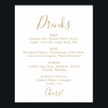 Póster Rótulo de menú Boda de oro minimalista<br><div class="desc">Este minimalista cartel de menú de bebidas bodas de oro es perfecto para un simple boda. El moderno diseño romántico presenta una tipografía clásica en oro y blanco, acompañada de una caligrafía rústica y elegante con un estilo de letra a mano vintage. Personalizable de cualquier color. Mantenga el diseño simple...</div>