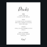 Póster Rótulo de menú de bebidas de bodas simple y elegan<br><div class="desc">Este sencillo y elegante menú de bebidas es perfecto para su moderna recepción minimalista de bodas en blanco y negro. El diseño presenta un tipo de letra contemporáneo mínimo acompañado de caligrafía formal. ¡Manténgalo como está,  o elige personalizarlo con tu propia obra de arte o fotos!</div>