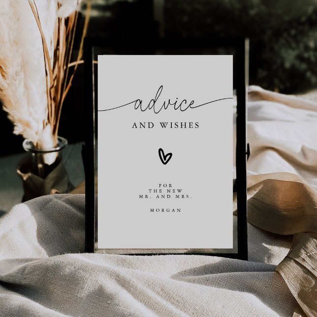 Póster Rótulo de mesa Boda de consejos y deseos minimalis (Subido por el creador)