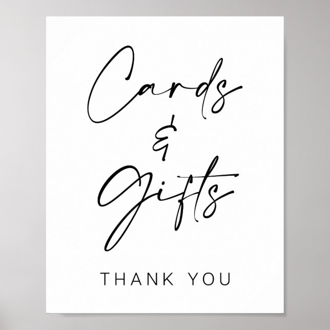 Póster Rótulo de mesa Boda de tarjetas y regalos minimali (Frente)