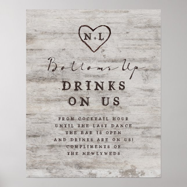 Póster Rótulo de mesa de bar abierto de Bodas novios tall (Frente)
