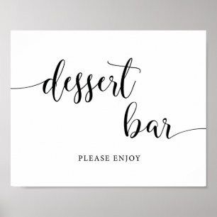 Póster Rótulo de mesa de bar de postres de Boda rústico