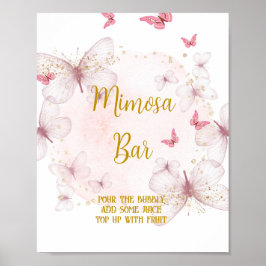 Póster Rótulo de mesa de bar Mimosa de cumpleaños Rosado 