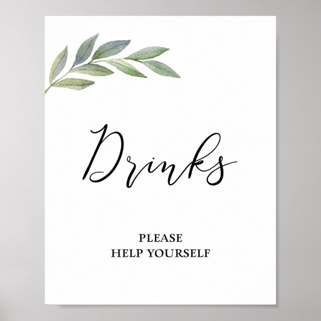 Póster Rótulo de mesa de bebida Boda de la vegetación de  (Frente)