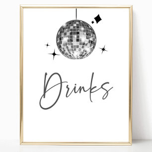 Póster Rótulo de mesa de bebidas con disco de plata