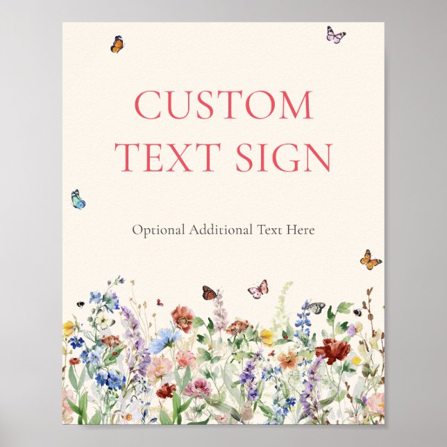 Póster Rótulo de mesa de Boda de flor silvestre rústico (Frente)