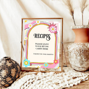 Póster Rótulo de mesa de cartas de las recetas Boho Dazed