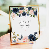 Rótulo de mesa de comida floral de la marina román