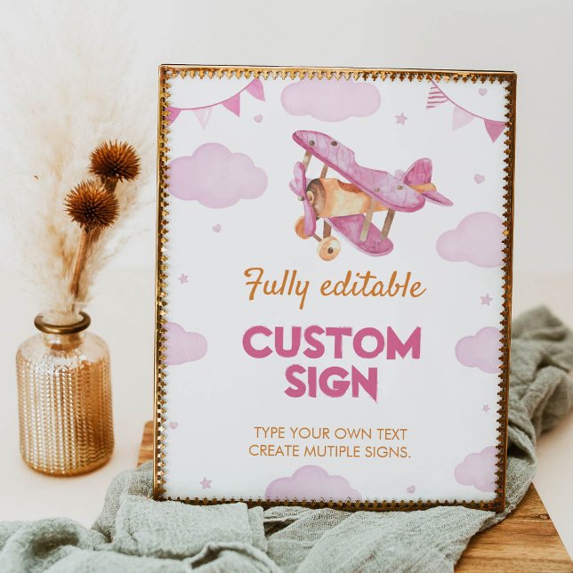 Póster Rótulo de mesa de cumpleaños del Chica rosa del av (Subido por el creador)