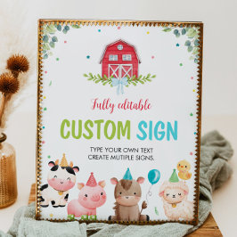 Póster Rótulo de mesa de fiesta de cumpleaños para animal