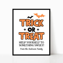 Póster Rótulo de mesa de Fiesta de Halloween Trick o Tret