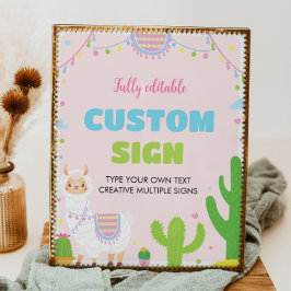 Póster Rótulo de mesa de Fiesta Llama Birthday Party