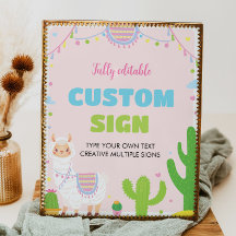 Rótulo de mesa de Fiesta Llama Birthday Party