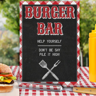 Póster Rótulo de mesa de la barra de hamburguesas de cump