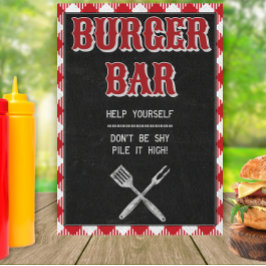 Póster Rótulo de mesa de la barra de hamburguesas de cump