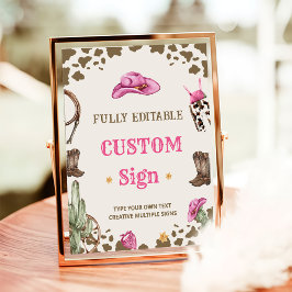 Póster Rótulo de mesa de la fiesta de cumpleaños de Cowbo