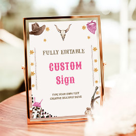 Póster Rótulo de mesa de la fiesta de cumpleaños de Cowbo