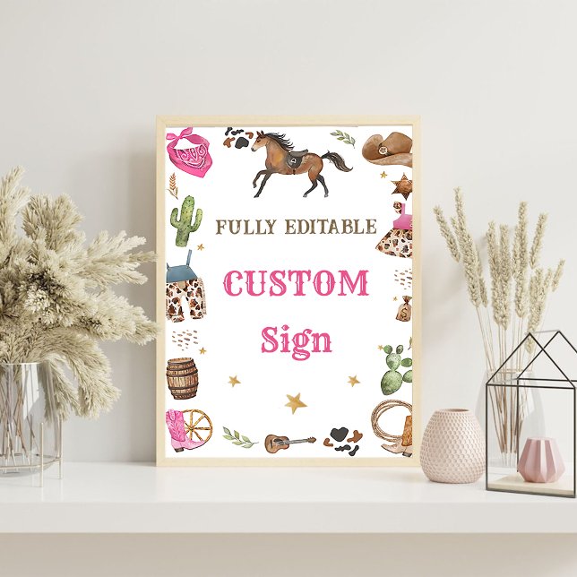 Póster Rótulo de mesa de la fiesta de cumpleaños de Cowbo (Subido por el creador)