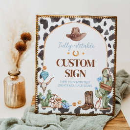 Póster Rótulo de mesa de la fiesta de cumpleaños de Cowbo