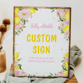 Póster Rótulo de mesa de la fiesta de cumpleaños de Lemon