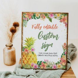 Póster Rótulo de mesa de la fiesta de cumpleaños tropical